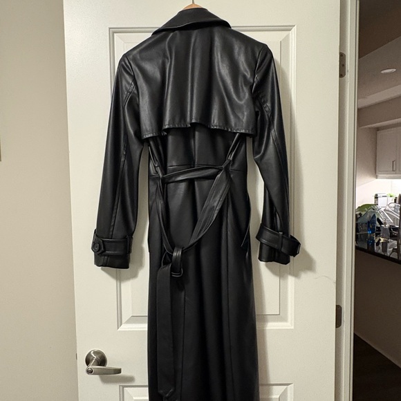 Dynamite Black Faux Leather Long Trench Coat - Picture 2 of 2